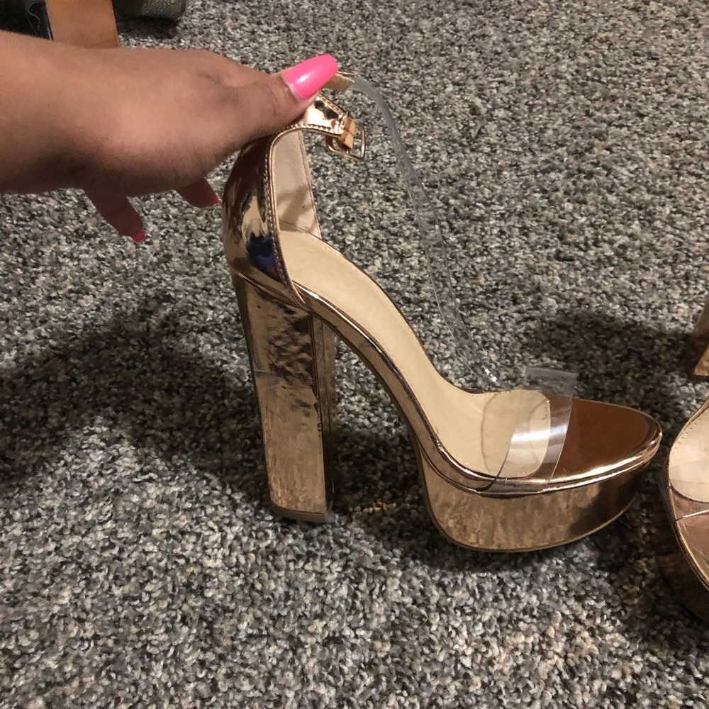 Rose gold platform heels